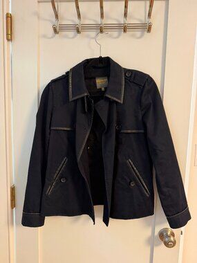 Wearmaster field garment jacket cropped trench coat in navy